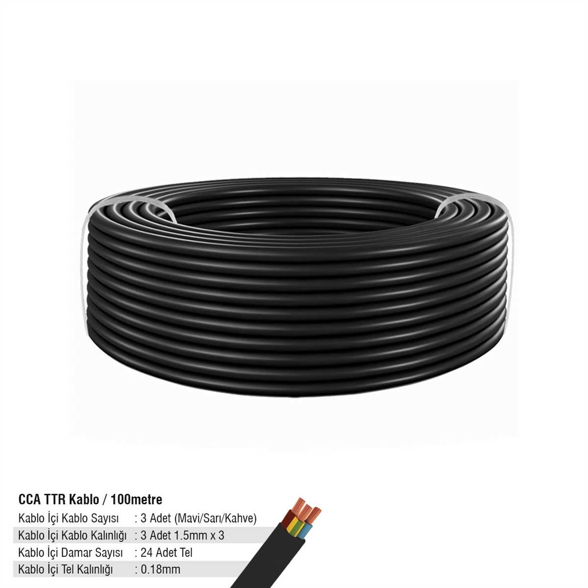 SGS3558 CCA TTR KABLO 3*2 100 METRE 48*0,18 SİYAH